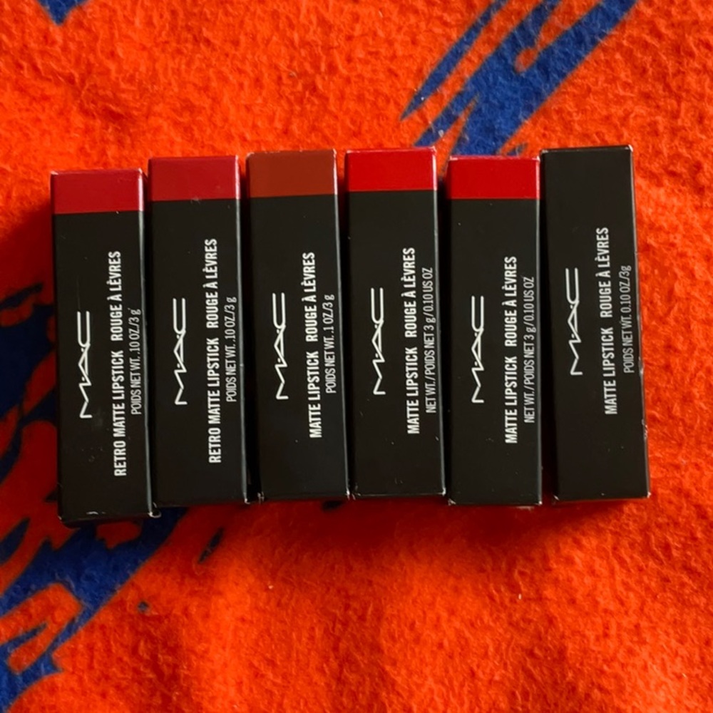 MAC Retro Matte and Matte Lipsticks in Chili, Lady Danger, and Ruby Woo, NIB